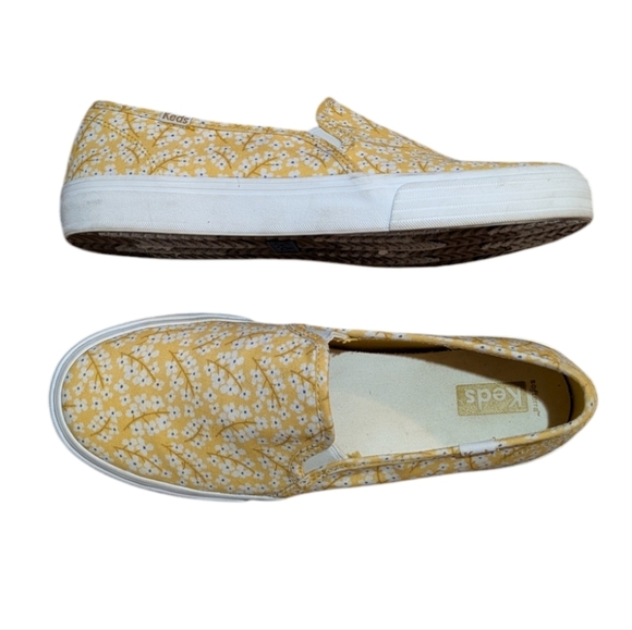 KEDS Double Decker Yellow Floral Slip-On Canvas Sneakers Women Shoes Size 8 - Picture 5 of 7